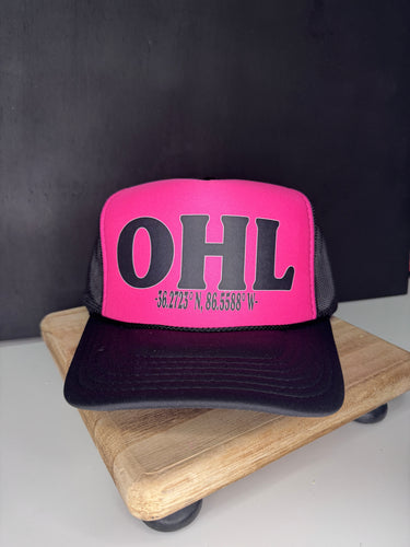 OHL Trucker Hat - Black/Neon Pink
