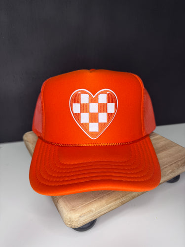 Vols Checkered Heart Trucker Hat - Orange